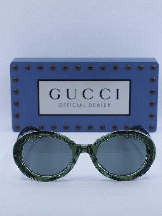 Gucci GG1722SA 005 Round Sunglasses - Transparent Dark Green\\Smoke main image 5